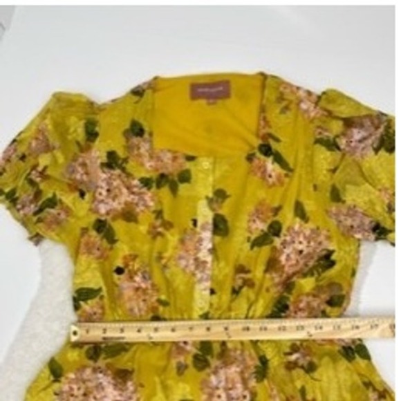 Jessakae Size XL Floral Maxi Dress Women's Sweetheart Neck Yellow Short Sleeve‎ - Picture 9 of 11